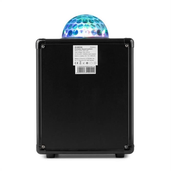 IBIZA SOUND KUBE60-BL Enceinte portable autonome avec effet de lumière astro à LED rvb
