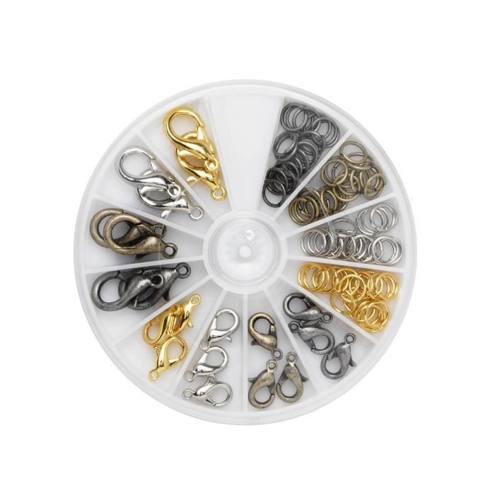 PANDURO Boîte de fermoirs bijoux - En métal - Diamètre 13 à 19 mm