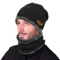 BONNET - CAGOULE Ensemble bonnet chaud et écharpe cercle, noir BONNET - CAGOULE Ensemble bonnet chaud et écharpe cercle, noir