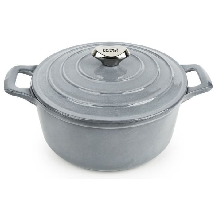 ARTHUR MARTIN Cocotte ronde - Ø 28 cm - Gris - Tous feux dont induction et four