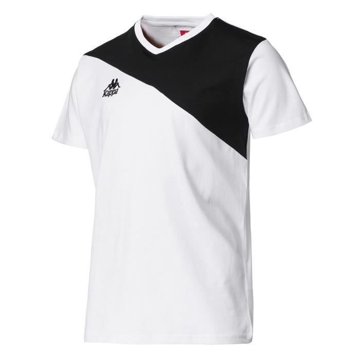 KAPPA T-shirt Manches Courtes - Homme - Blanc et Noir