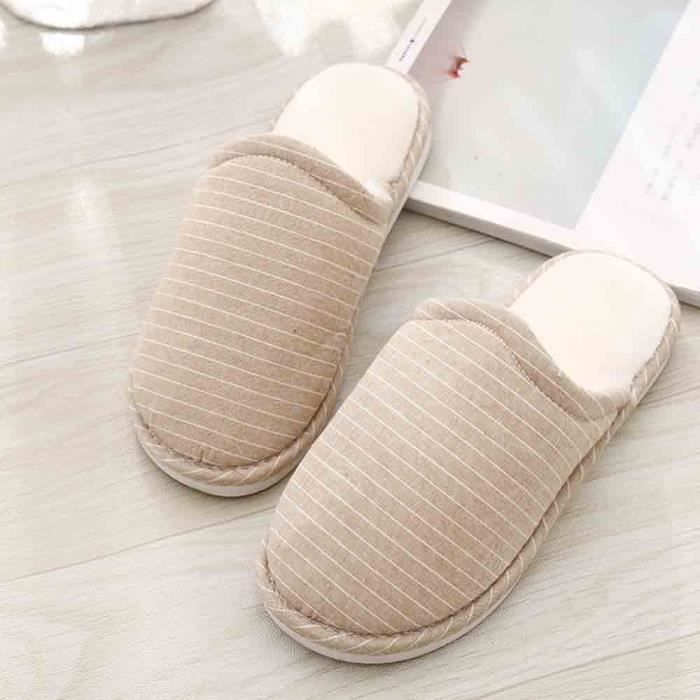 Souples Unisexe Sol Slipper Chaussures Plates Chambre De Pantoufles D'intérieur Hiver Filles beige Maison xqF6SA0wq