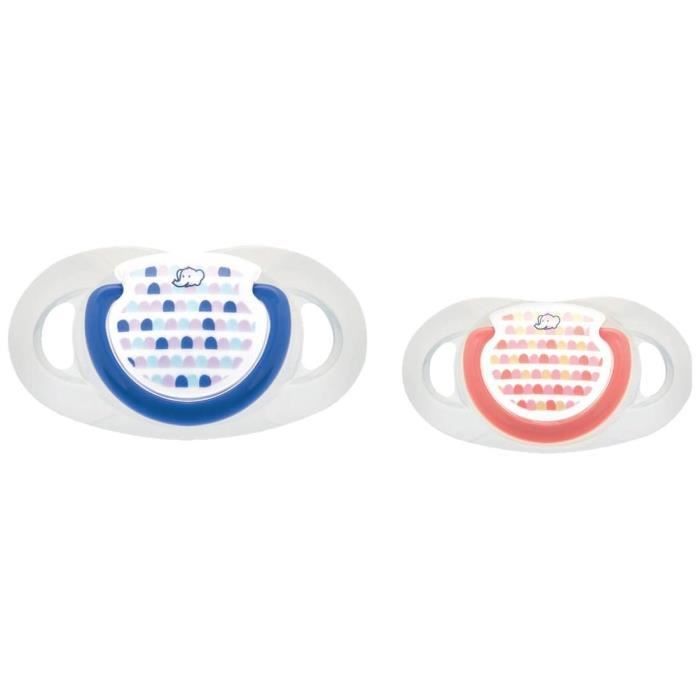 BEBE CONFORT lot de 3 sucette dental safe 6/18m silicone - 2 + 1 OFFERTE 2 bleues + 1 rouge