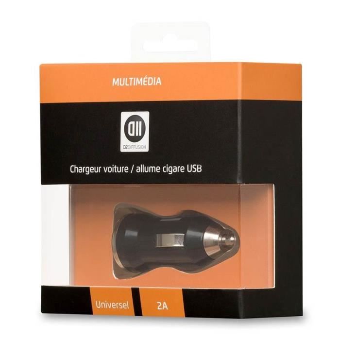 D2 Chargeur allume-cigare USB - 1 port - Noir