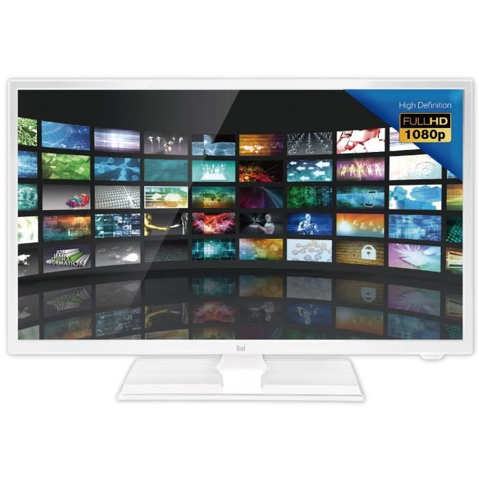 DUAL Téléviseur LED Camping Car Full HD 24'' - 12V - Blanc