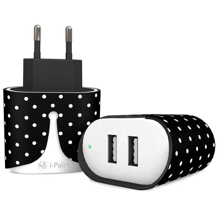 I-PAINT Chargeur Secteur 2 ports USB - Noir à pois