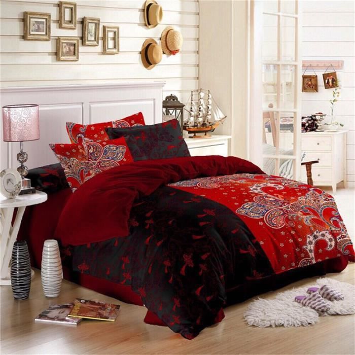 Housse De Couette Style Chinois 90x190 Cm + 2 Taies D'oreiller - Microfibre Douce, Fermeture éclair - Motif Paysage, Pour Enfant Et Ado