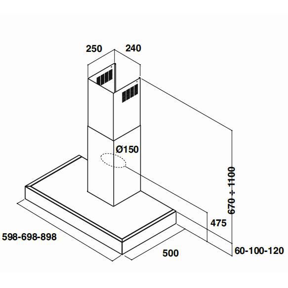 AKR9951IX  Hotte Box, 90 cm, 384 m³-h, E,2