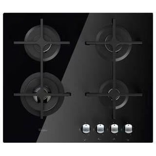 Whirlpool AKT7000NB - Table de cuisson gaz - 4 zones - 8000 W - Allumage 1 main - Grilles en fonte - L 60 cm - Revêtement verre noir