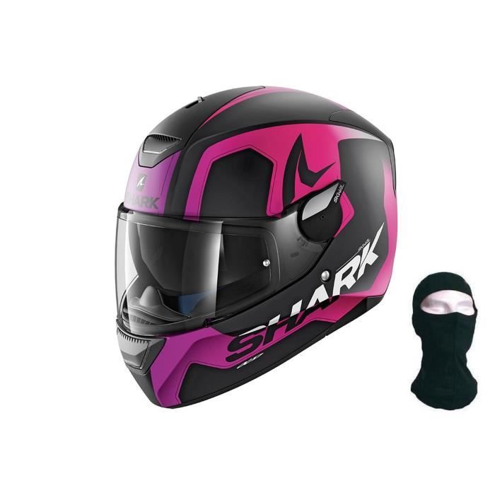 SHARK Casque intégral Skwal Trion noir fushia mat + Cagoule