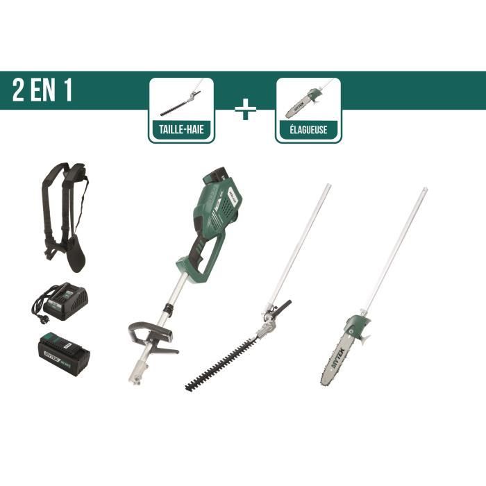 MYTEK Outil multifonctions 2 en 1 sans fil - 40 V - Tronçonneuse, taille-haies