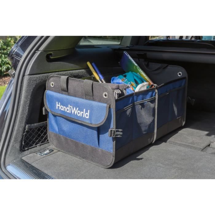 HANDIWORLD Rangement de coffre - Solution de rangement pour le coffre - Convient à tous les véhicules - Bleu