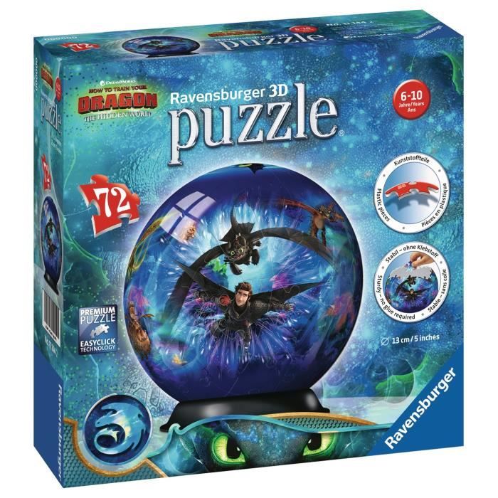 RAVENSBURGER Puzzle 3D rond 72 p - Dragons 3