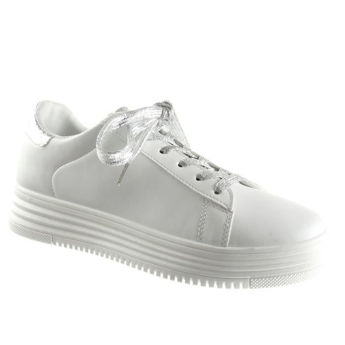 Angkorly Baskets basse femme peau plateforme Tennis Chaussure Mode DY9IWEH2