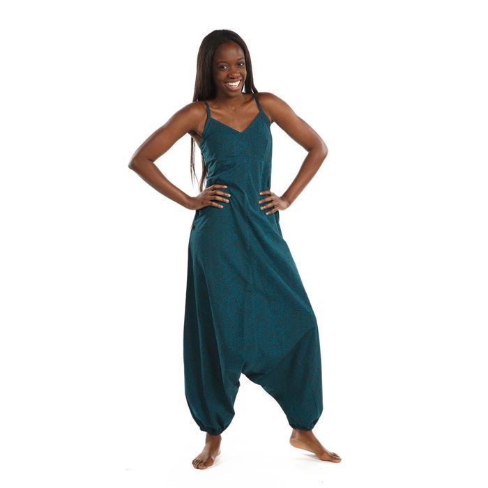 Femme Combinaison Psychedelic Fantazia Sarouel Ethnic Combi Salopette Petrole Bleu FlJK13Tc