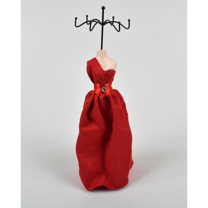 Porte bijoux Mannequin- H 40 cm - Marron, crème et rouge