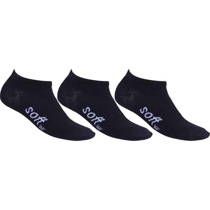 SOFTWR Lot de 3 Paires de Chaussettes Invisibles Fines - Enfant Mixte - Noir