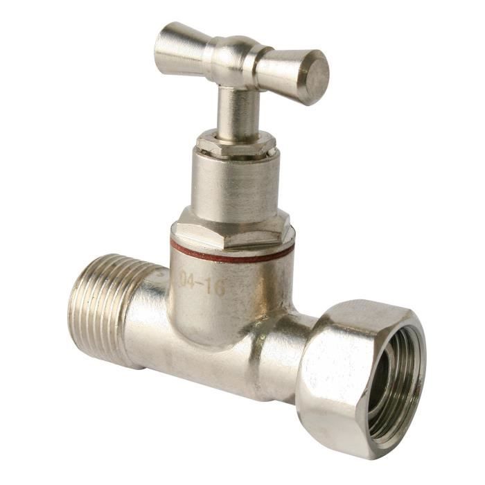SOMATHERM Robinet WC - Droit à Presse-Etoupe - Laiton - Type nickelé Ø 3/8\
