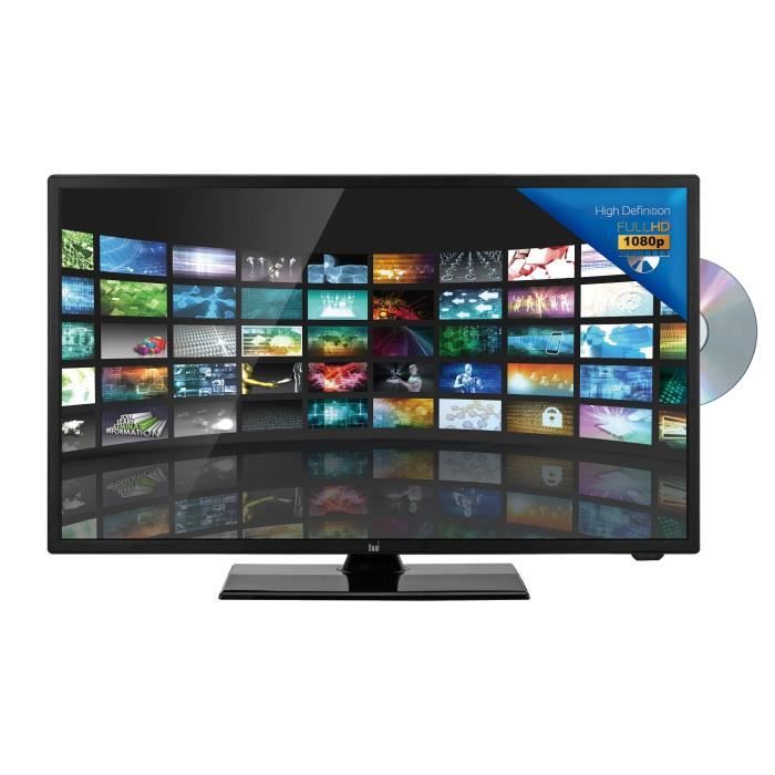 DUAL Téléviseur LED Camping Car Full HD 24'' Combo DVD - 12V - Noir