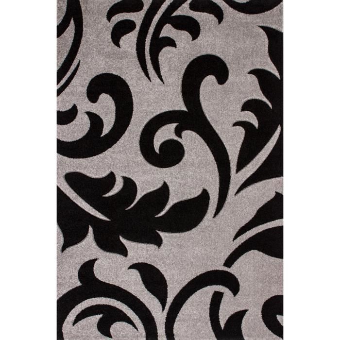 Tapis De Salon Moderne Dessin Poil Plat Fleurs Design Argent