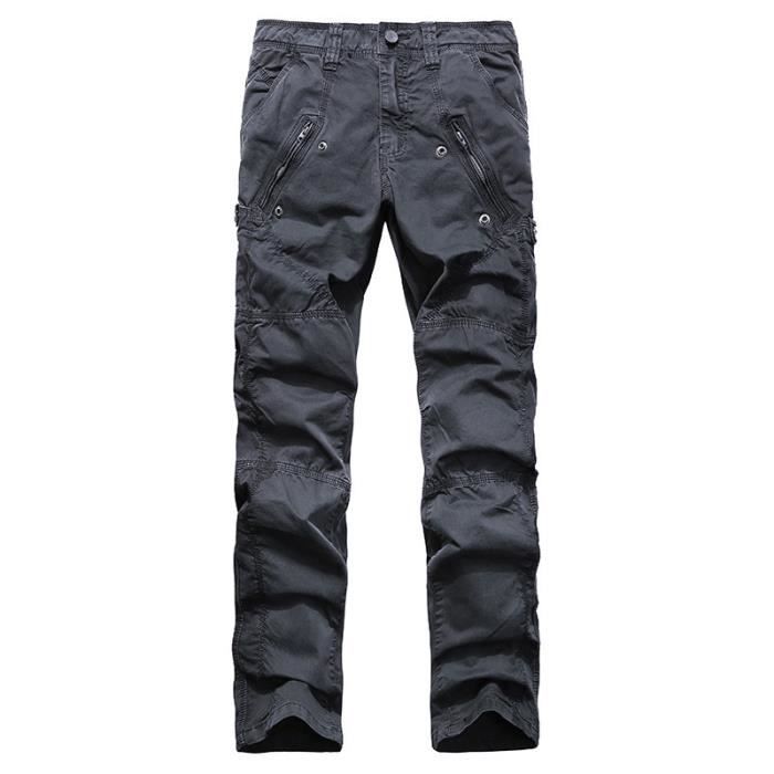 poches 46Gris TFHGSPT Cargo Décoration Marque Foncé46 Homme Pour Tan Slim Luxe M2064 Fit Coton Multi Pantalon 1 Gray Zipper 3258 UdvqfwOO