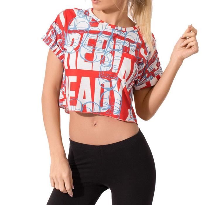 reebok t shirt femme rouge