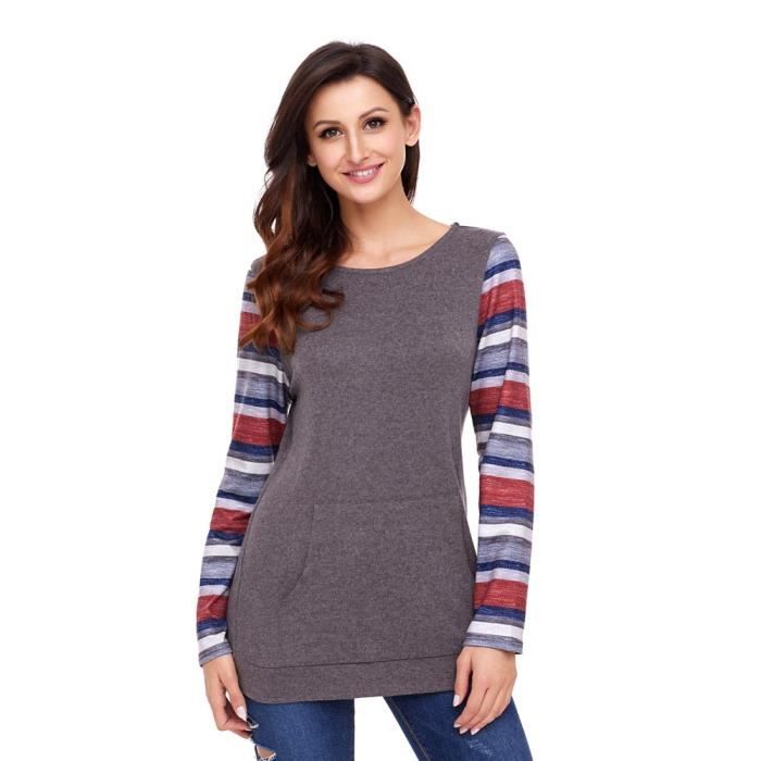 Ras Pullover Printemps Femme De Cou Col Shirt Sweat Du Casual nUzXxwqx7t