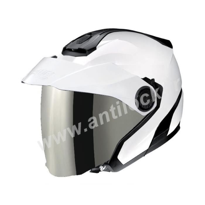 Nolan Casque Jet N405 Classic N Com Pure White Avec Visiere Miroir