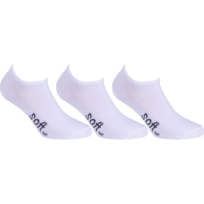 SOFTWR Lot de 3 Paires de Chaussettes Invisibles Fines - Enfant Mixte - Blanc