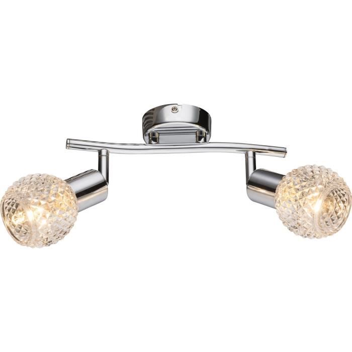GLOBO LIGHTING Spot chrome - Verre translucide - L25 cm x H19 cm