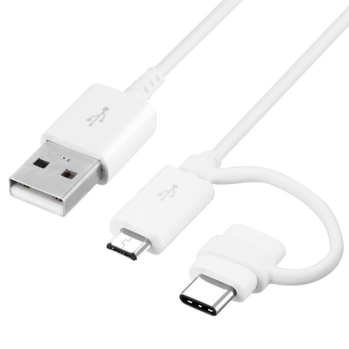 Câble 2 en 1 USB type-C et micro-USB - Samsung EP-DG930DWE 1M Blanc