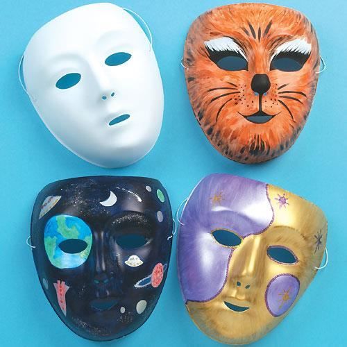 Baker Ross Lot de 6 Masques en Plastique Blanc à personnaliser - Idéal pour le Carnaval