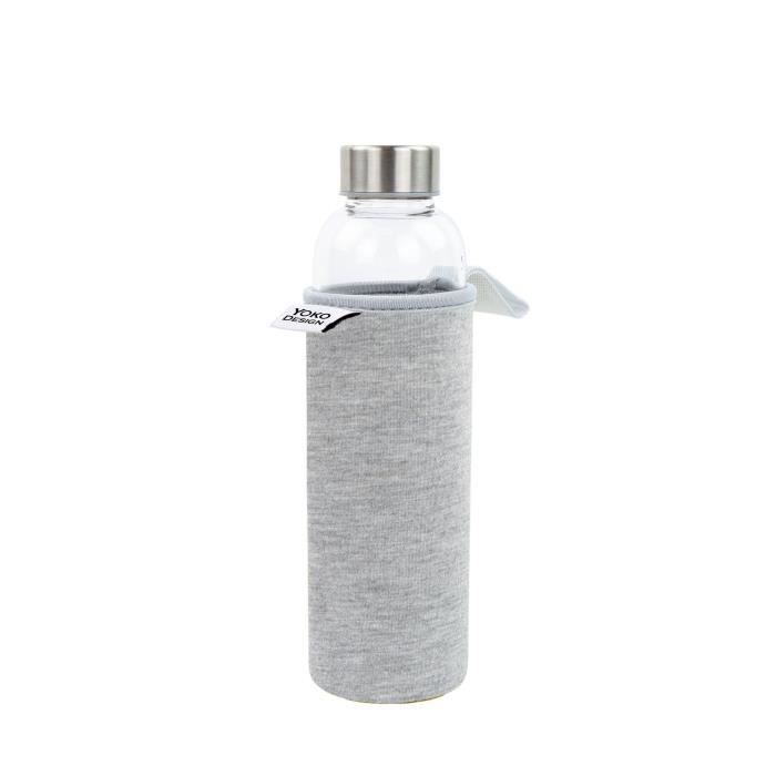 YOKO DESIGN Glass bottle avec pochette néoprène - Gris - 500 ml