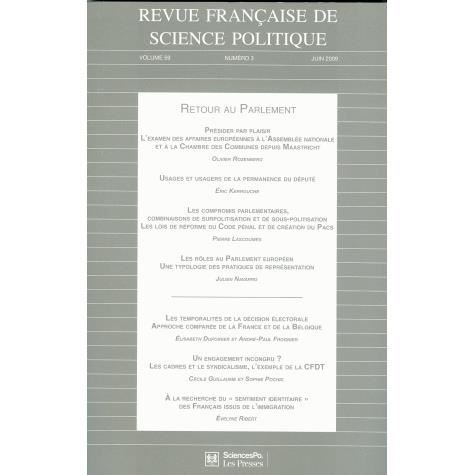 REVUE FRANCAISE DE SCIENCE POLITIQUE T.59   Achat / Vente livre Revue