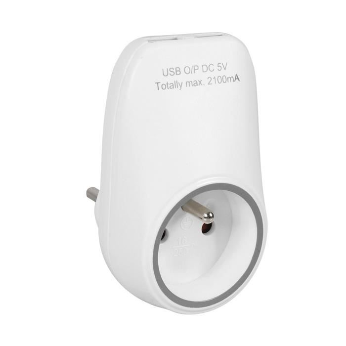 EXPERTLINE Fiche électrique avec une prise 16 A et 2 ports USB
