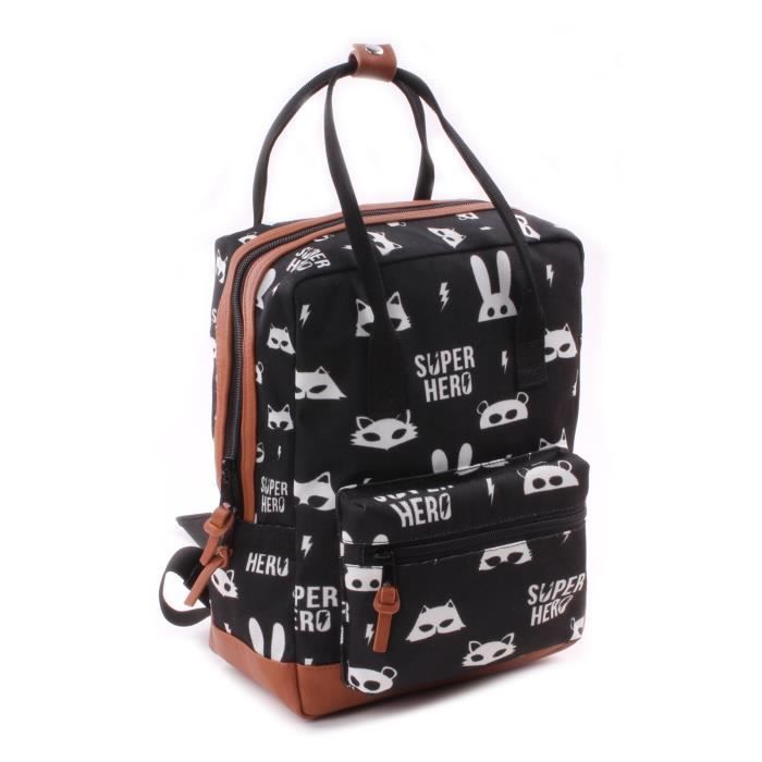 KIDZROOM Sac à dos maternelle - Black & White Super Héros