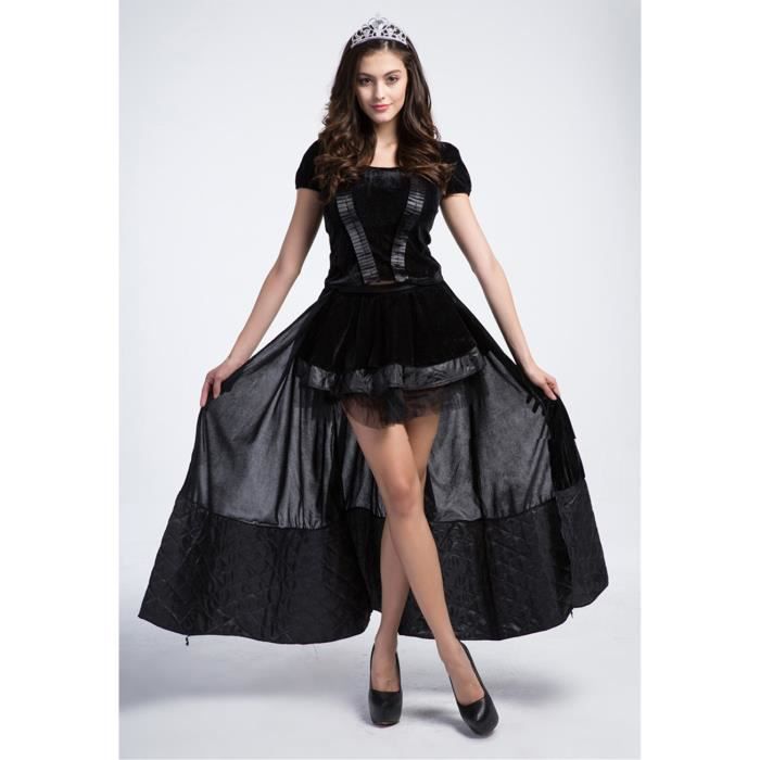 Déguisement Femme Halloween Sorcière, Robe Noir, Costume Femme Soirée