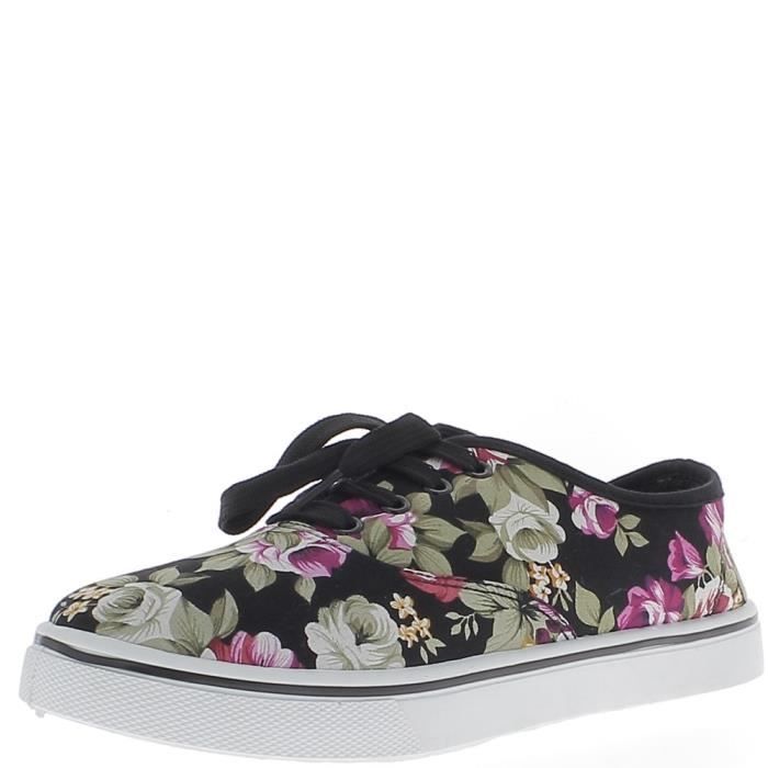 Fleurs noir Ville Couleur Noires Femme Baskets Motifs xUT48YqIx