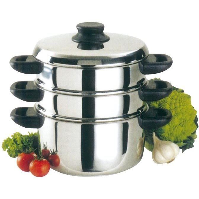 Combiné vapeur en inox 3 corps - 24 cm