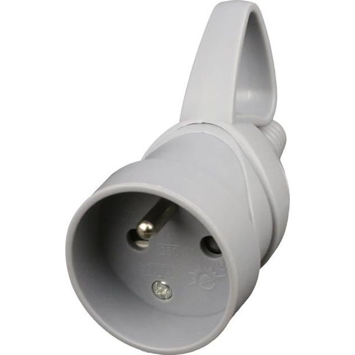 ZENITECH Fiche électrique femelle à anneau 16A 2P + T gris
