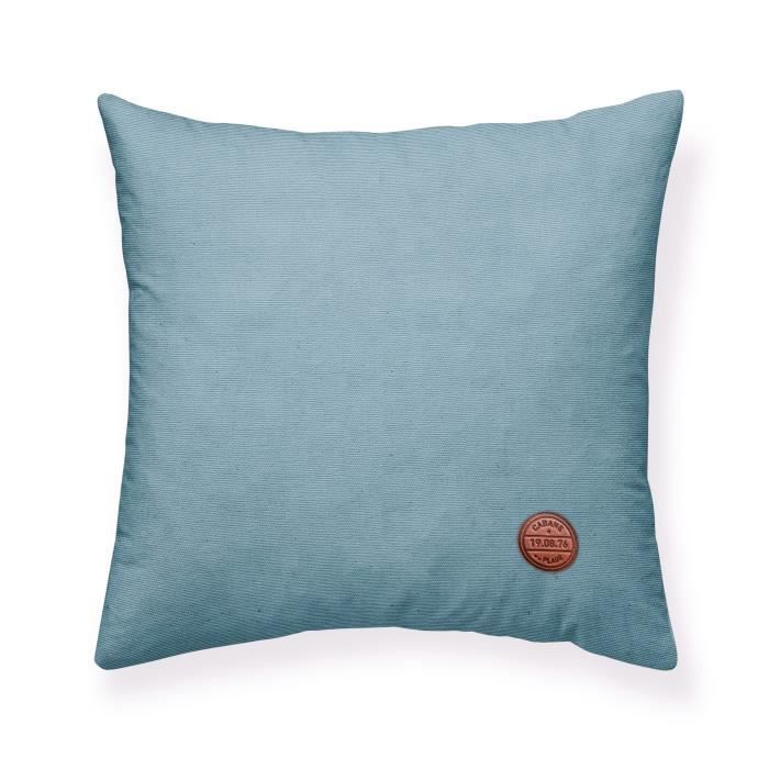 TODAY Coussin Chambray déhoussable Cabane de Plage - 40x40 cm - Bleu gris