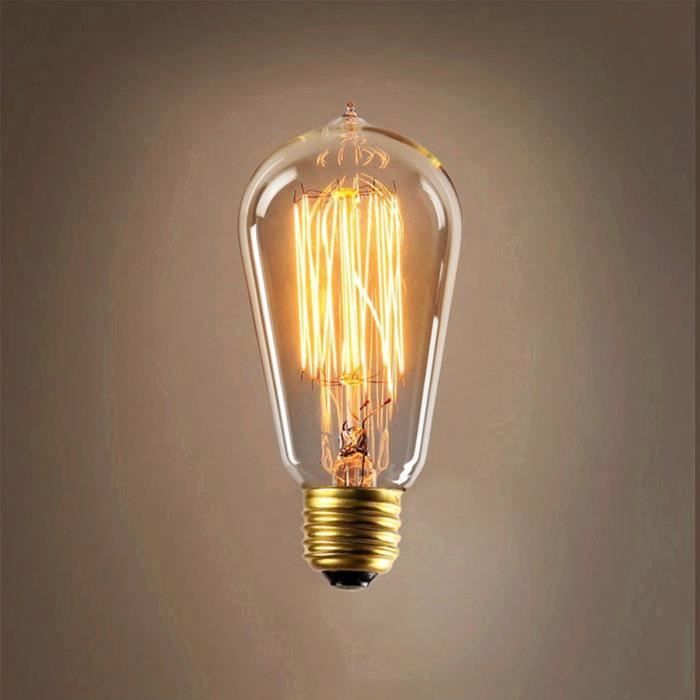 E27 60W Ampoule Edison Filament Tungstène Lampe Lumière Rétro Achat Vente E27 60W Ampoule