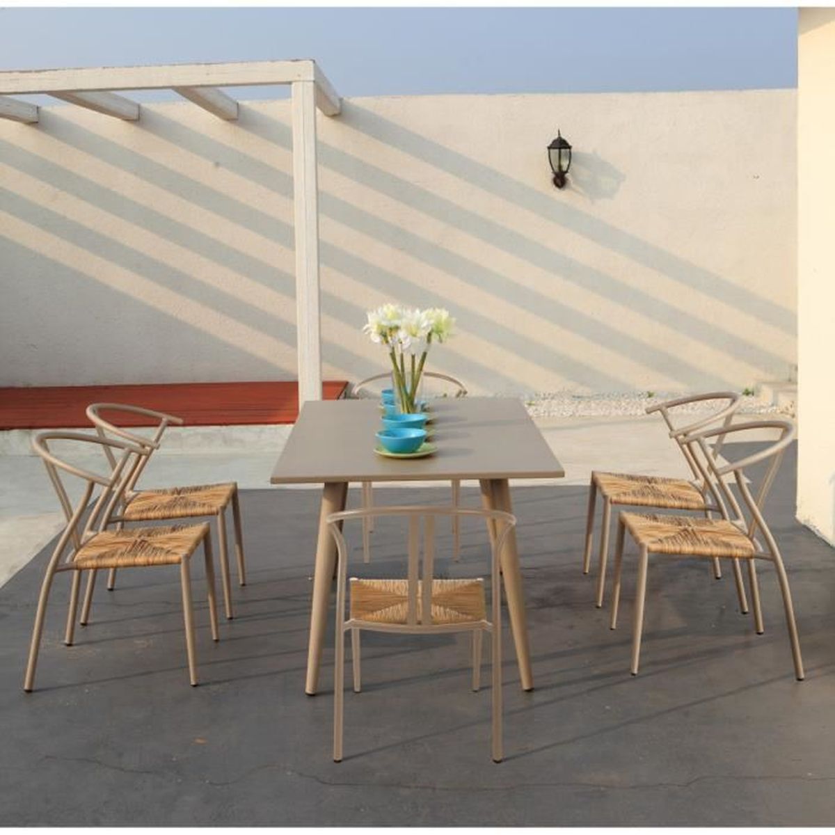 Ensemble Gris X 160 Aluminium 90 Chaises Tourterelle Jardin De Cm Table6 En QxBotrdCsh