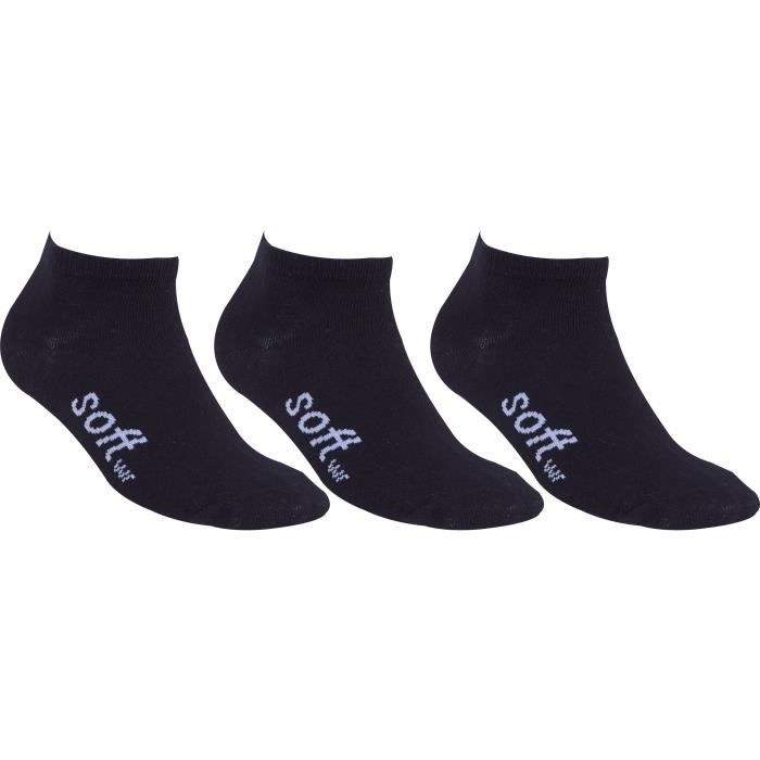 SOFTWR Lot de 3 chaussettes courtes - Enfant - Noir
