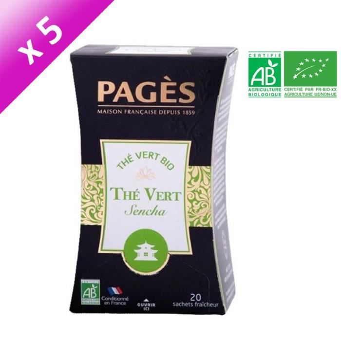 PAGES Lot de 5 Thés Vert Sencha Bio