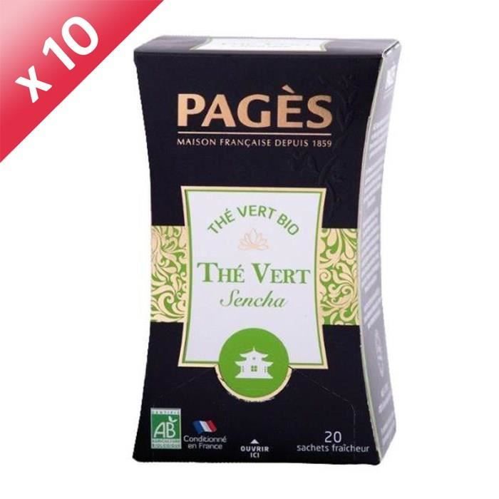 PAGES Lot de 10 Thés Vert Sencha Bio