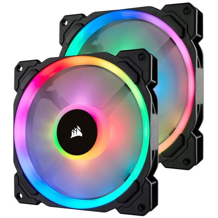 CORSAIR Lot de 2 ventilateurs LL140 RGB - Dual Light Loop LED 140mm - Lighting Node PRO