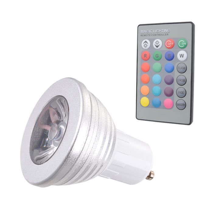 spot led d’ambiance rgb 16 couleurs + telecommande