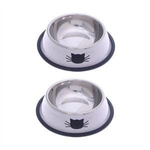 Bol A Eau En Acier Inoxydable Gamelle Pour Chats Avec Antiderapant Legendog 2 Pieces Gamelle Chat Pour Animaux De Compagnie Bol Chat Coupes A Dessert Et Verrines Vaisselle Et Plats De Service