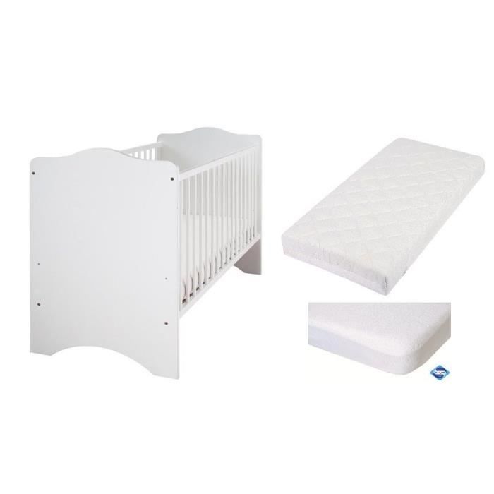 CHANTILLY Lit Bébé à Barreaux 60x120 cm + Matelas Climatisé + Alèse OFFERTE